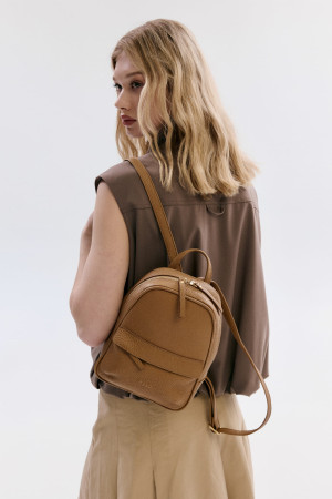 POLLY ciemny beż skórzany plecak damski plecak miejski
