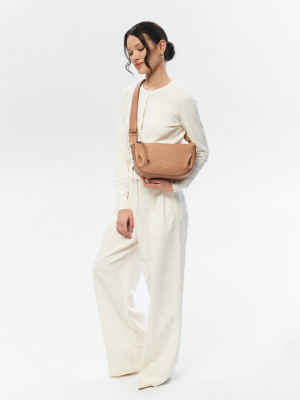 PENELOPE beżowa latte skórzana torebka damska listonoszka torba na ramię