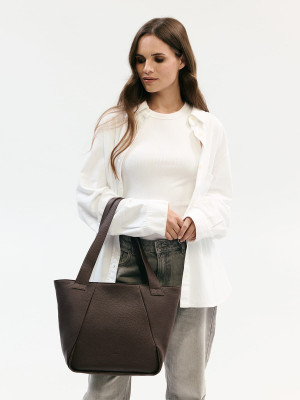 MARCELLA czekoladowa skórzana torba shopper damska shopperka