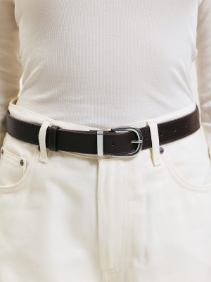 ELSA pasek czekoladowy groszek srebrne elementy skórzany damski do spodni z klamrą