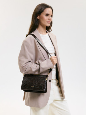 HARIETT brązowa skórzana torebka damska listonoszka torba na ramię