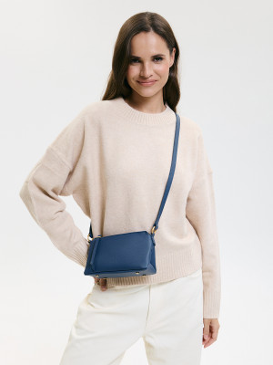 MINI CLAUDIA granatowa skórzana torebka damska mała