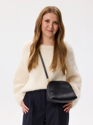 NINA czarny groszek skórzana torebka damska listonoszka torba na ramię somethingwhite