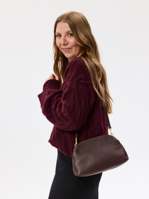 NINA czekoladowy groszek skórzana torebka damska listonoszka torba na ramię somethingwhite