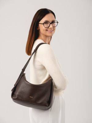 FLORENCE czekoladowy groszek skórzana torebka damska listonoszka torba na ramię