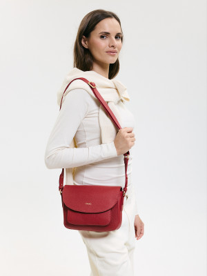 MINI EMMANUELA czerwona skórzana torebka damska listonoszka torba na ramię