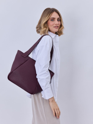 MARCELLA śliwkowa skórzana torba shopper damska shopperka