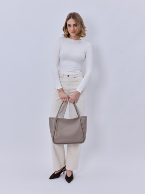 GULIETTA taupe skórzana torba shopper damska shopperka