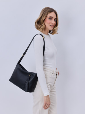 JOLIE czarna skórzana torebka damska listonoszka torba na ramię