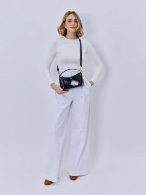 SIMONE czarna błyszcząca skórzana torebka damska mała