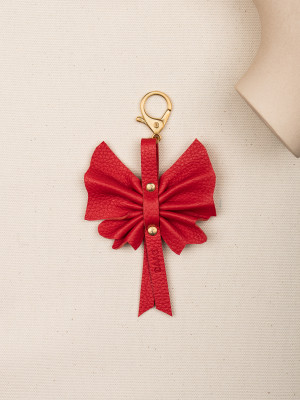 CHARMS motylek czerwony skórzany breloczek