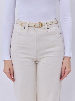 CLEO milk pasek skórzany damski do spodni z klamrą