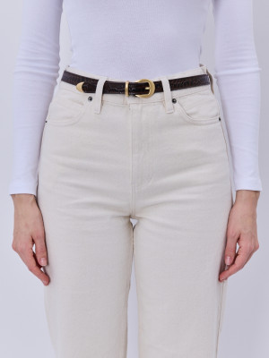 CLEO brązowy pasek skórzany damski do spodni z klamrą