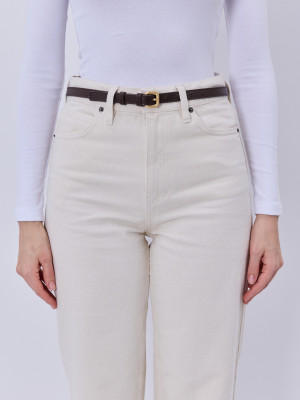 IDA czekoladowy groszek pasek skórzany damski do sukienki z klamrą