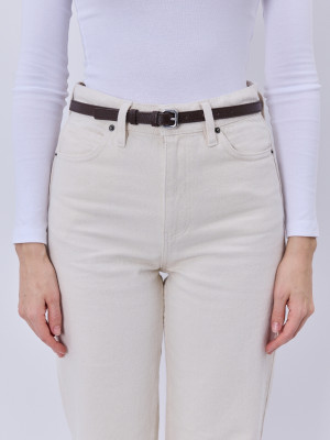 IDA czekoladowy groszek srebrne elementy pasek skórzany damski do sukienki z klamrą