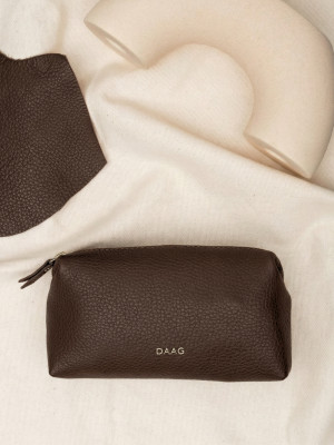 ALICE czekoladowa skórzana kosmetyczka damska zero waste