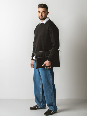 MILO czarna skórzana torba etui męska na laptopa