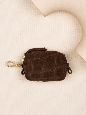 CHARMS lily mini saszetka zamsz czekoladowy croco skórzana zero waste