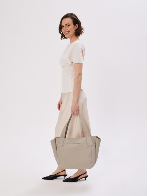 ISABELLA jasny beż skórzana torba shopper damska duża shopperka