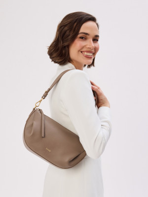 PENELOPE zimny beż gładka skórzana torebka damska listonoszka torba na ramię