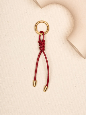 CHARMS troczek czerwony groszek breloczek skórzany lgs