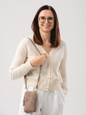 MILLIE pudrowy róż skórzana torebka na telefon torebeczka na telefon