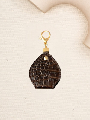 CHARMS lusterko brązowy croco skórzany breloczek