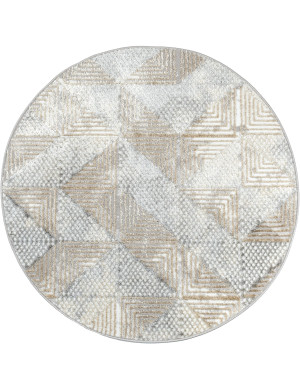 Dywan Nowoczesny Wenecja 120cm Okrągły Geometryczny Beżowy