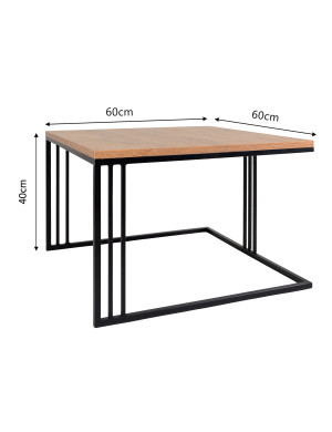 Stolik kawowy do salonu 60x60x40cm Loft Dąb Czarny