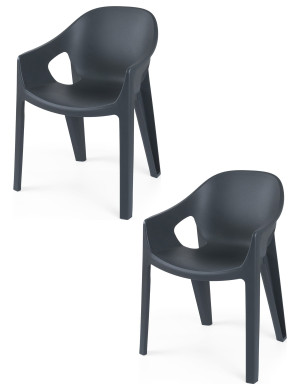 Zestaw 2 Krzesła Ogrodowe Premo Antracyt 63x56x82,5cm na balkon i taras