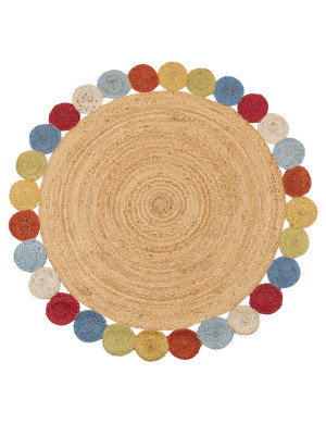 Dywan Jutowy Okrągły 120cm Sunshine Naturalny Wielokolorowy