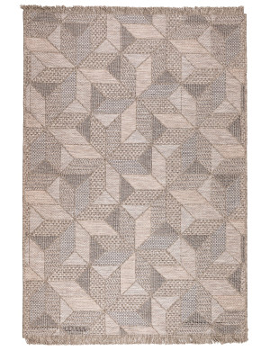 Dywan boho z frędzlami Oria 70x140cm Geometryczny Beżowy