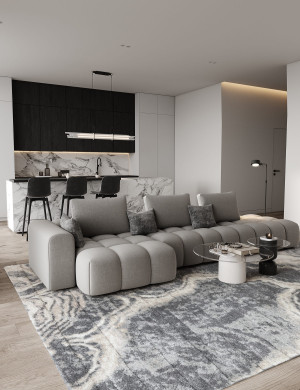Dywan Shaggy Mono 200x300cm Marmur Antracytowy