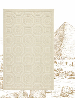 Dywanik Łazienkowy Bawełniany Lino 60x90cm Geometryczny Beżowy