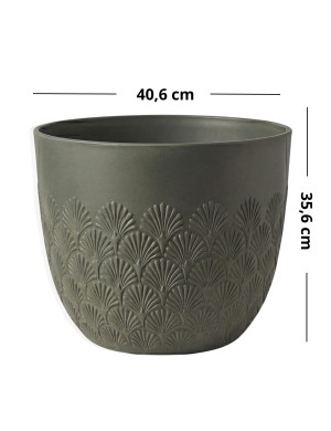 Donica Ogrodowa Melody Ø40,6x35,6wys. Zielony Wzór Wachlarzowy