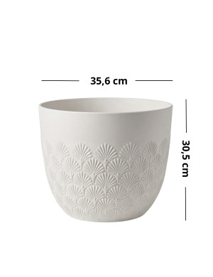 Donica Ogrodowa Melody Ø35,6x30,5wys. Biały Wzór Wachlarzowy