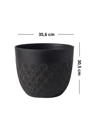 Donica Ogrodowa Melody Ø35,6x30,5wys. Czarny Wzór Wachlarzowy
