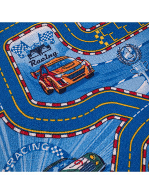 Próbka Wykładzina Dywanowa Dziecięca Ulice Racers Niebieski