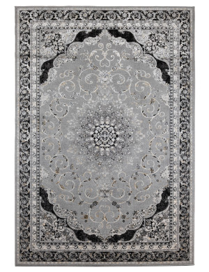 Dywan Grece 200x290cm Klasyk Koronka Czarno-Srebrny