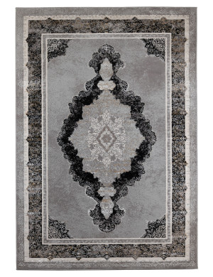 Dywan Grece 200x290cm Klasyk Palace Czarno-Srebrny