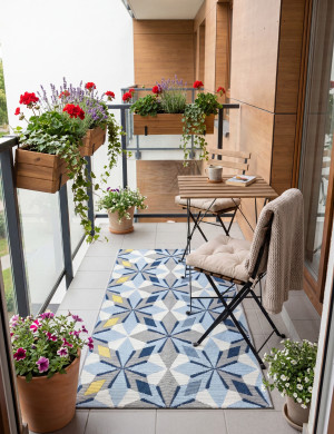 Dywan na balkon 60x140cm Selena Geometryczny Niebieski