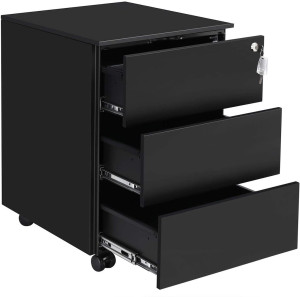 Mobiler schwarzer Aktenschrank OFC63BK Songmics