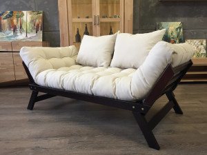 Schlafsofa WoodMan Buche Nussbaum Creme 203 cm WUA-00532
