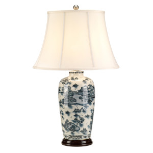 Blaue traditionelle 1-Licht-Tischlampe Elstead