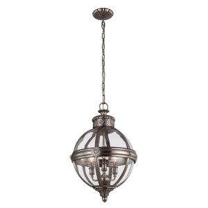 Adams 3-Licht-Hängeleuchter – Antik-Nickel-Elstead
