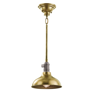 Cobson 1 Licht Mini Pendelleuchte - Naturmessing Elstead