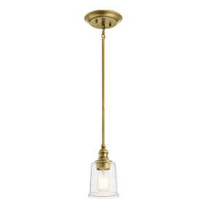 Waverly 1 Licht Mini Pendelleuchte - Naturmessing Elstead