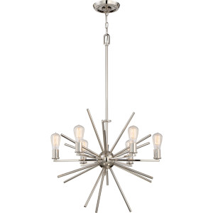 Uptown Carnegie Kronleuchter mit 6 Leuchten – Imperial Silver Elstead