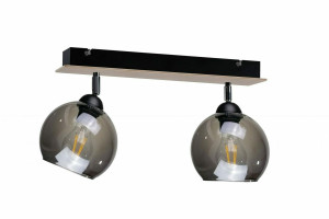 Spot 2xE27 HOLZ SCHWARZ / NATUR