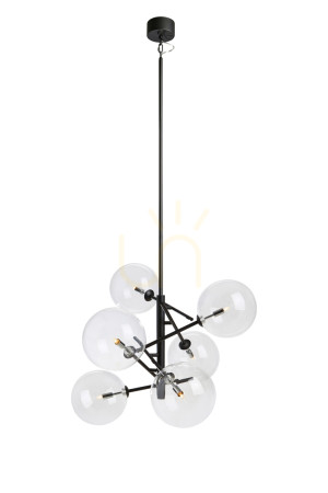 Pendelleuchte Markslojd Andrew 6-flammig Schwarz Transparent Glas 107748